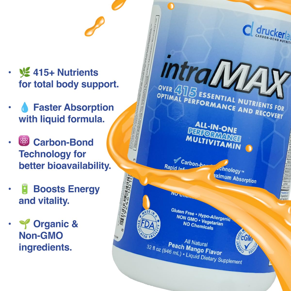 Measuring spoon included for accurate one-ounce servings of intraMAX.