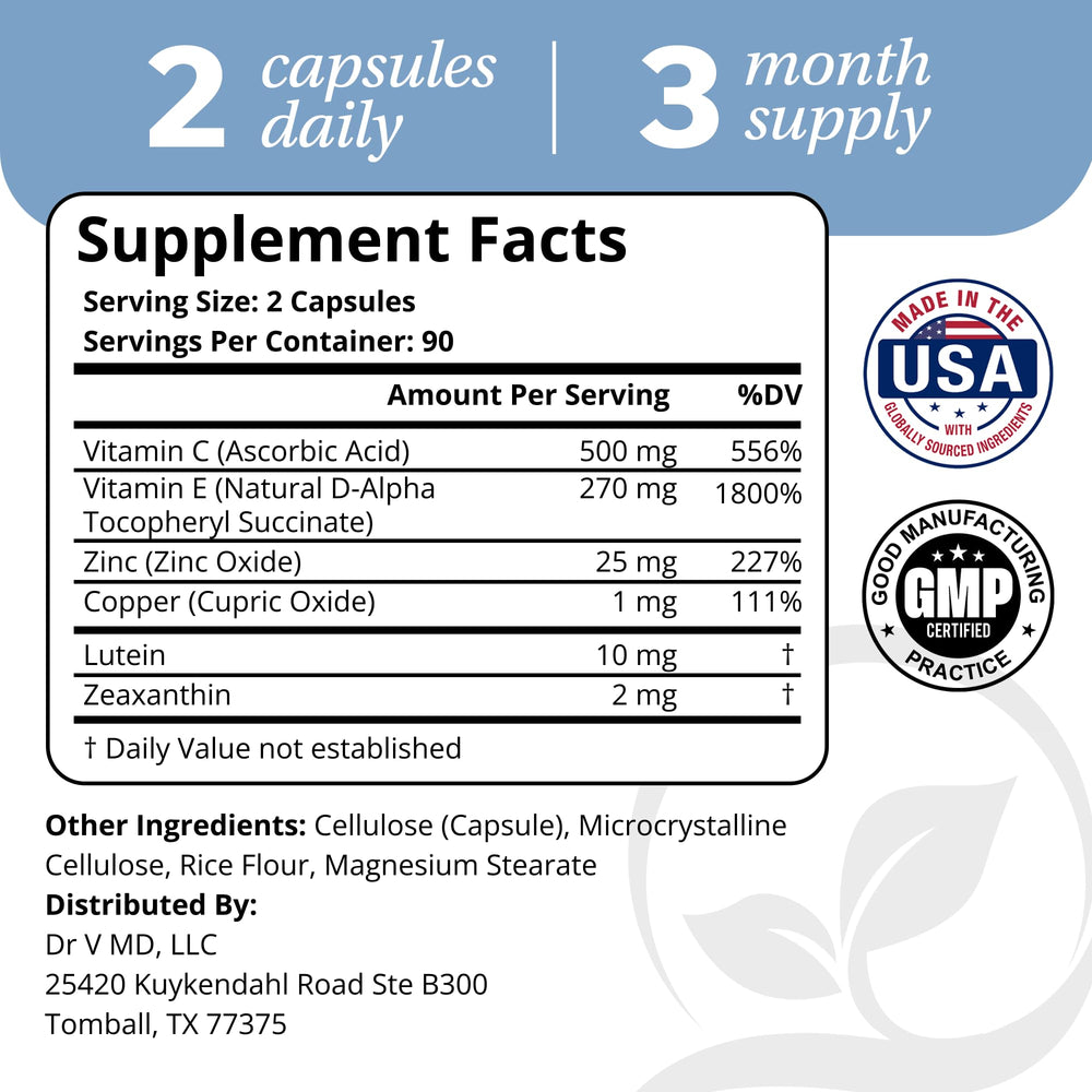 DrVmd Macular Control capsules close-up showing easy-to-swallow form