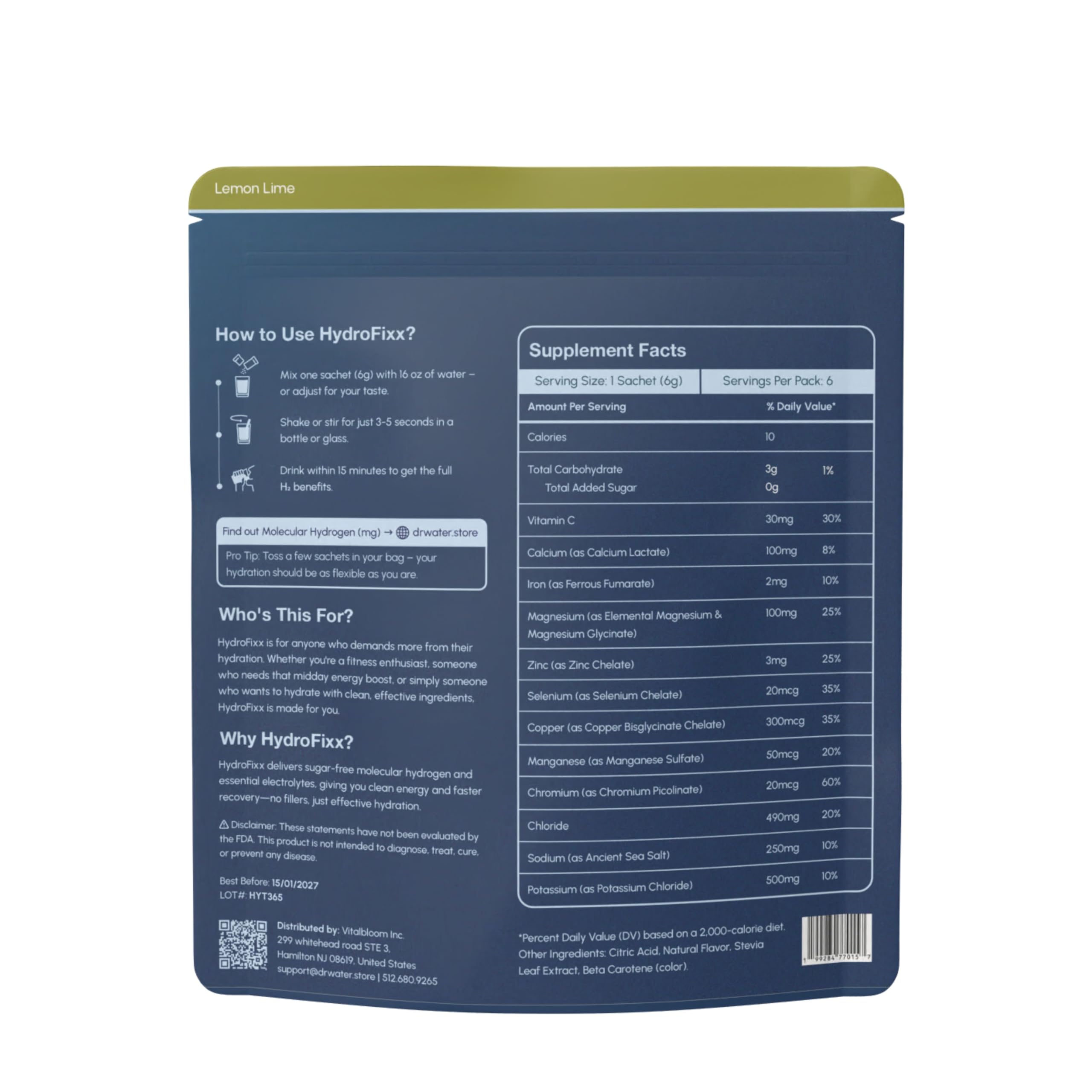 Dr.Water HydroFixx MixBerry sachets pack supports refreshing electrolyte balance