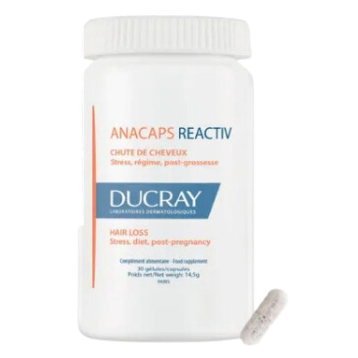 Ducray ANACAPS REACTIV capsules close-up for daily hair care