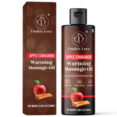 Dude's Love Apple Cinnamon bottle pour for warming massage