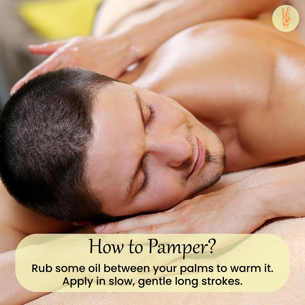 Dude's Love vanilla massage oil packaging highlights organic ingredients.