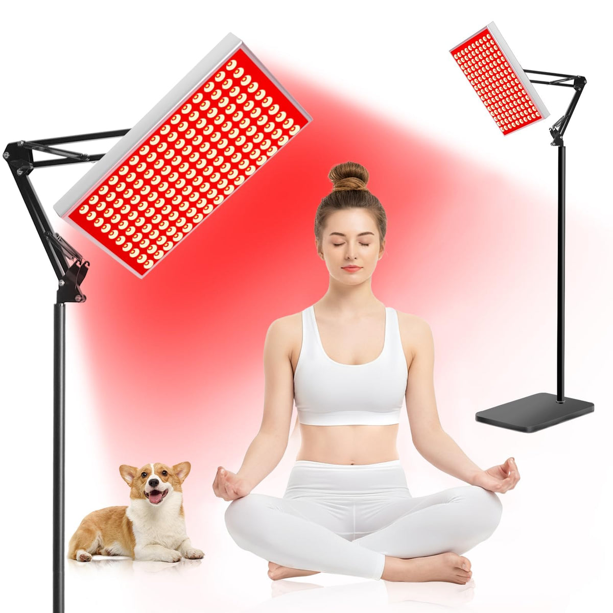 DUGSDG red light therapy lamp front view for whole-body wellness and facial rejuvenation.