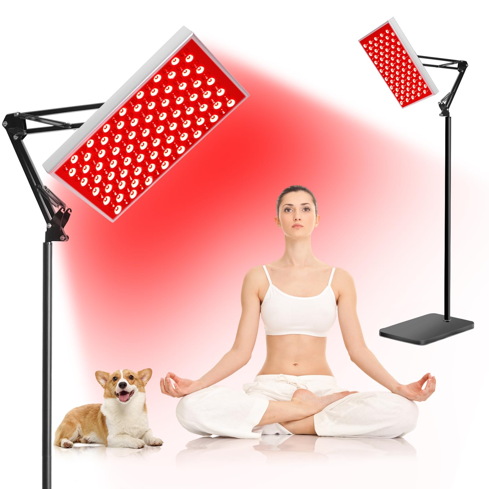 DUGSDG red light therapy panel shows full-body coverage for at-home wellness and relaxation.