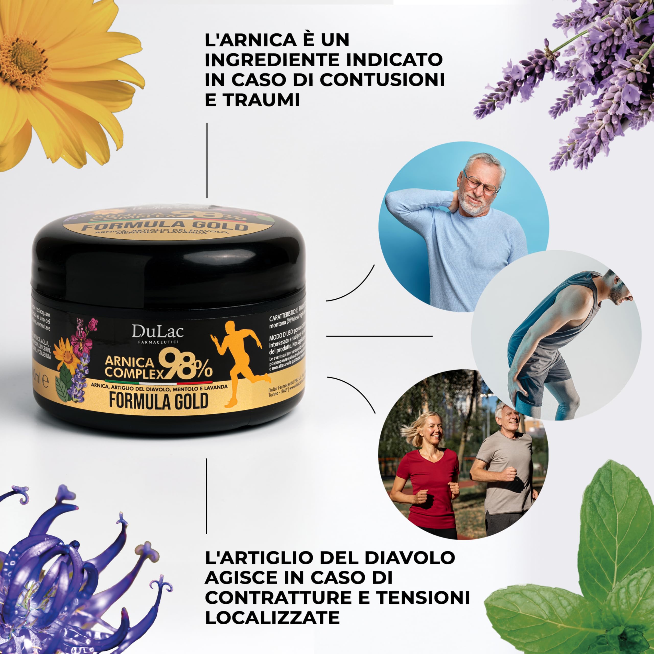 Family-friendly 300 ml bottle for extended use with DULÀC Arnica Gel