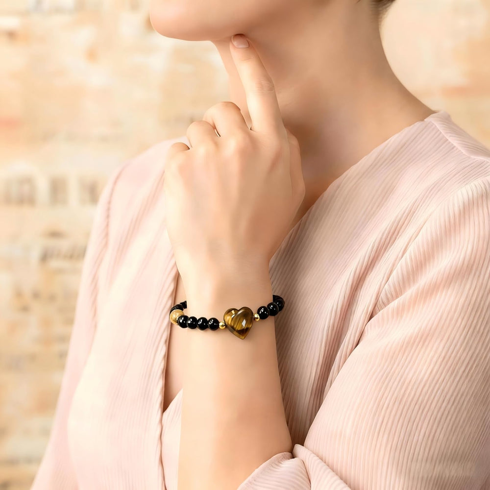 Dulovkpt couple stackable tiger eye bracelets for gifts