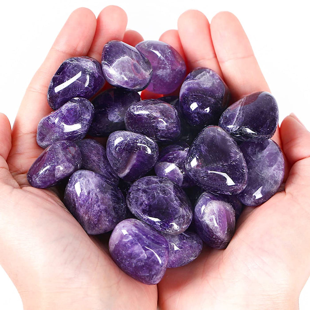 DUQGUHO Amethyst crystal stones on display for decorative ambiance and calm energy.