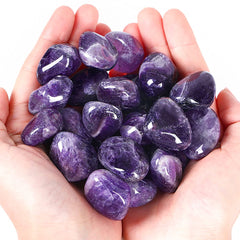 DUQGUHO Amethyst crystal stones on display for decorative ambiance and calm energy.