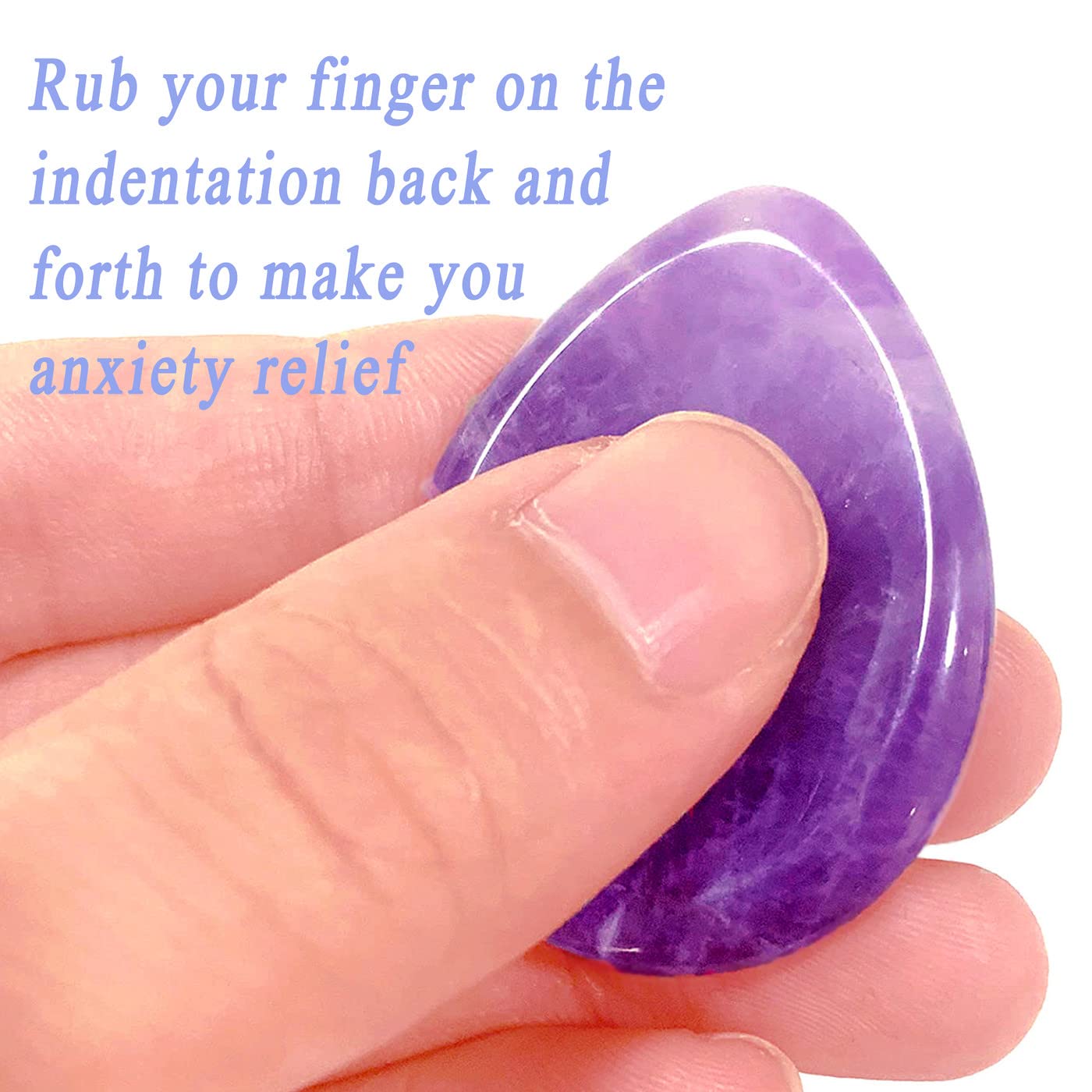 DUQGUHO amethyst worry stone in hand promotes stress relief during daily tasks.
