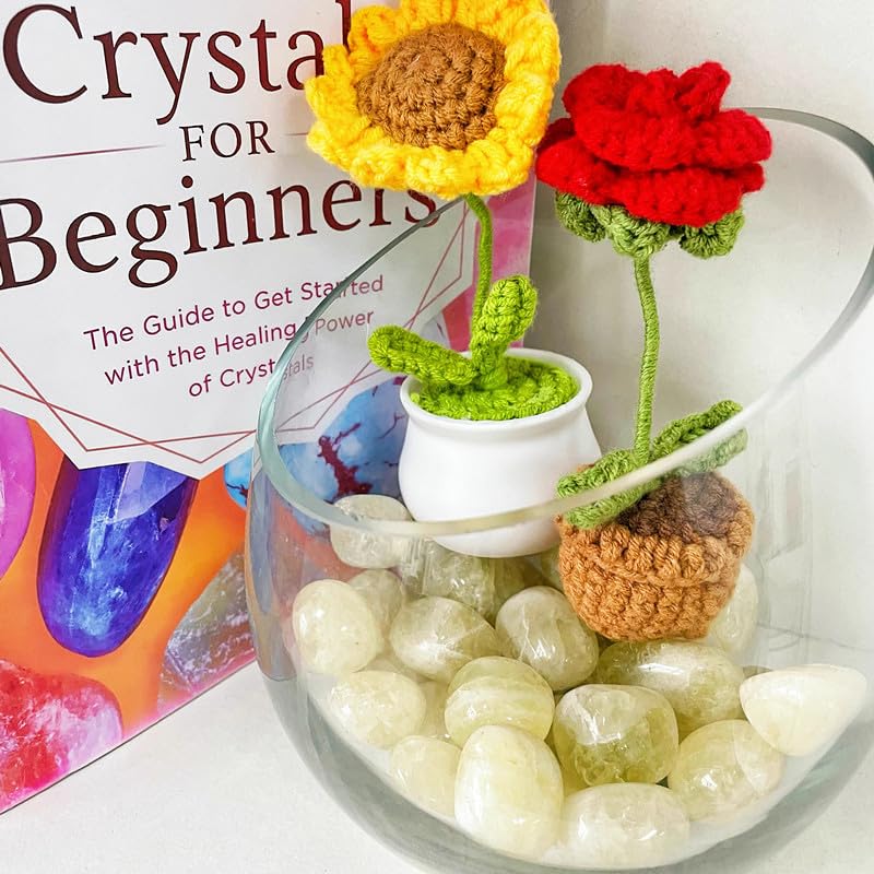 DUQGUHO Citrine crystals desk decor, catching sunlight with warm tones.