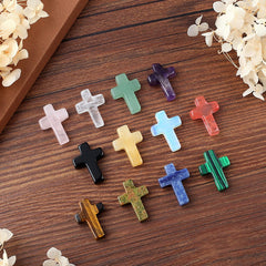 DUQGUHO Cross gemstones closeup highlights vivid colors ideal for desk decor.