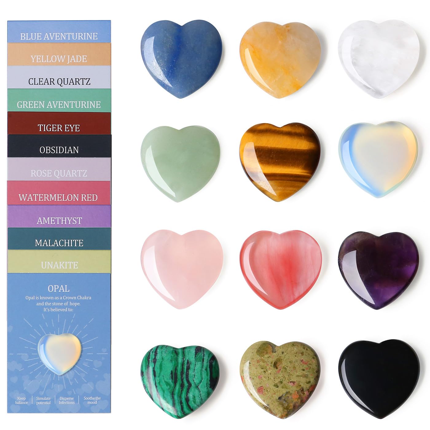 DUQGUHO heart crystal opal close-up, ideal for calming display and mindful decor.