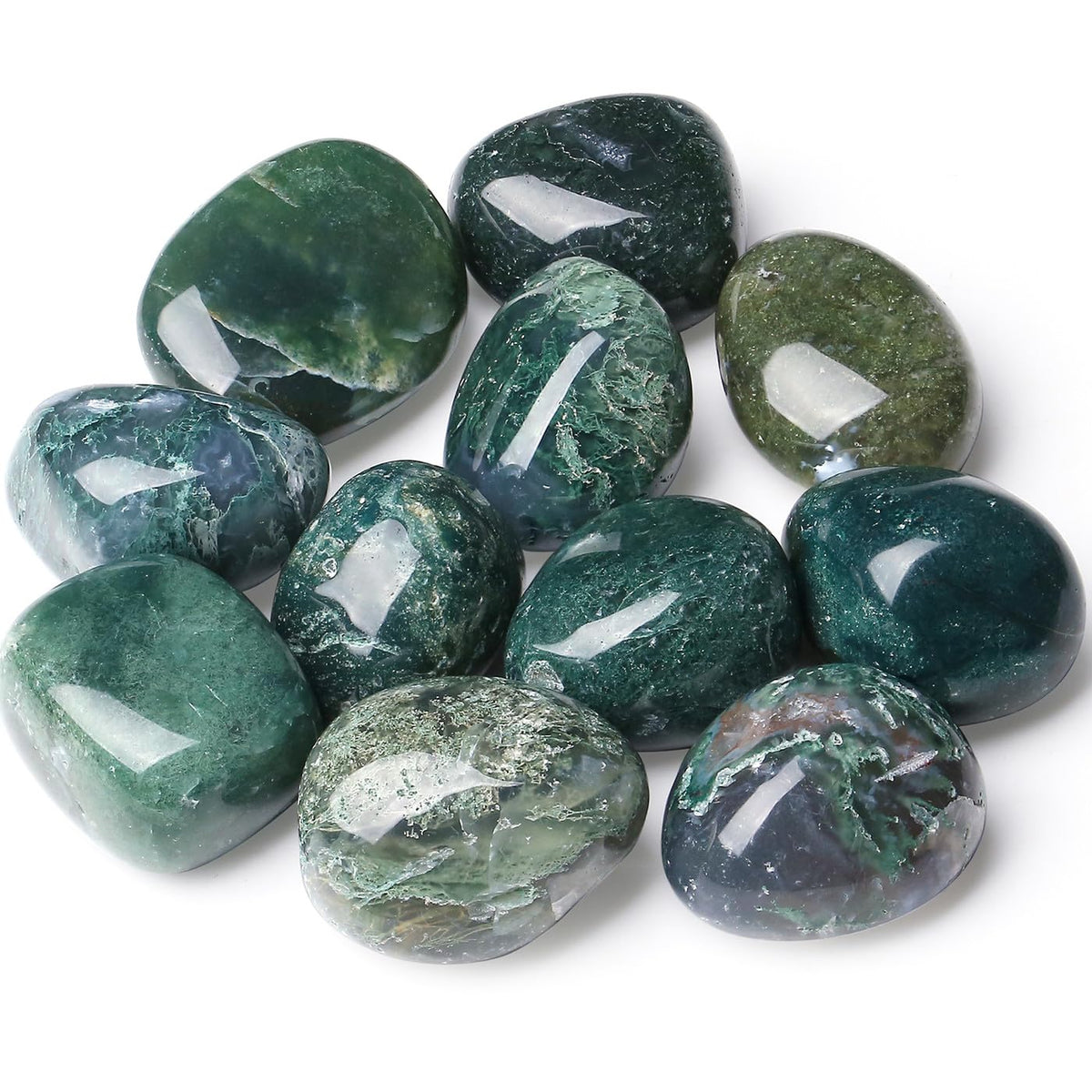 DUQGUHO Moss Agate bulk crystals for self-expression and calm desk decor.