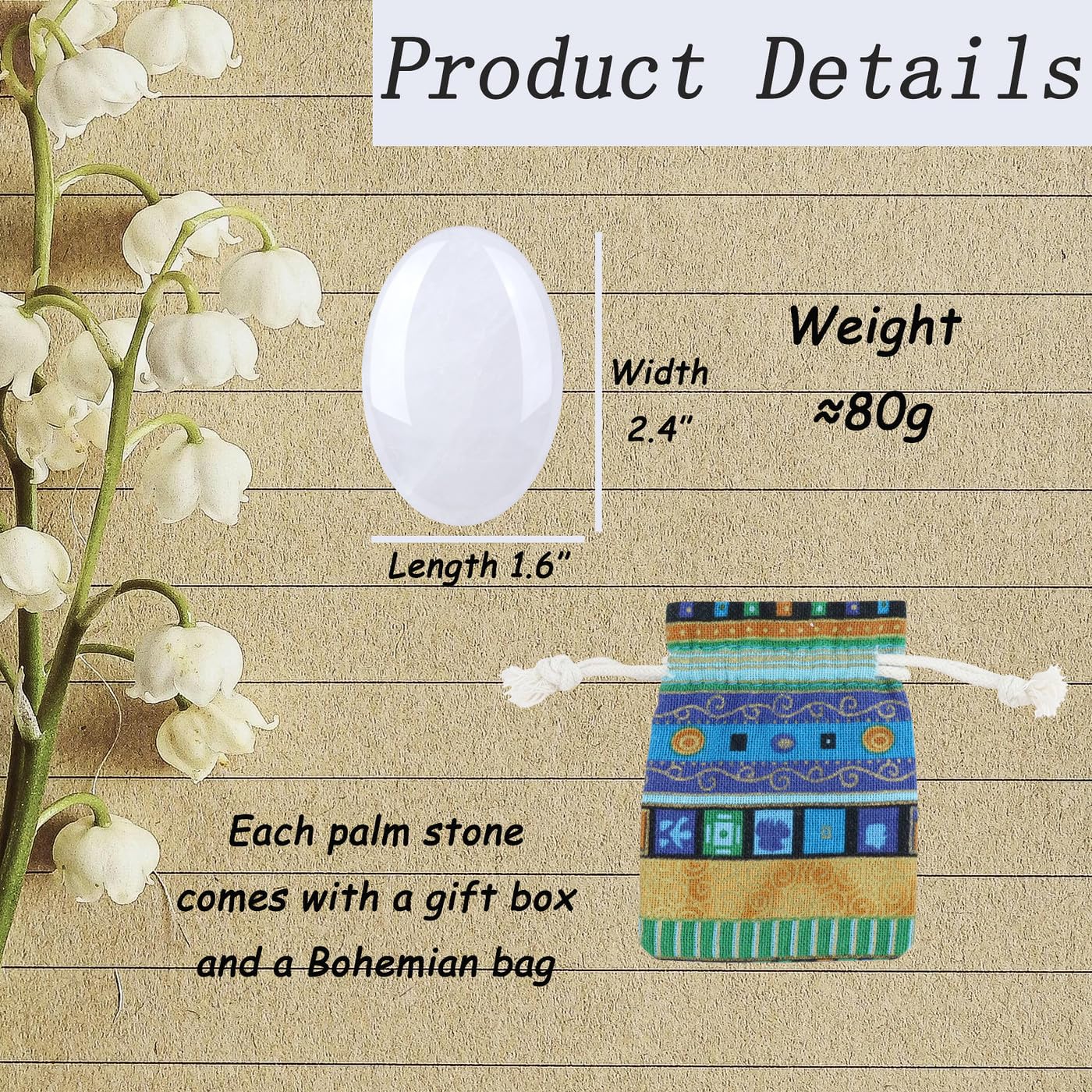 DUQGUHO natural white quartz gem offers tactile focus during meditation.