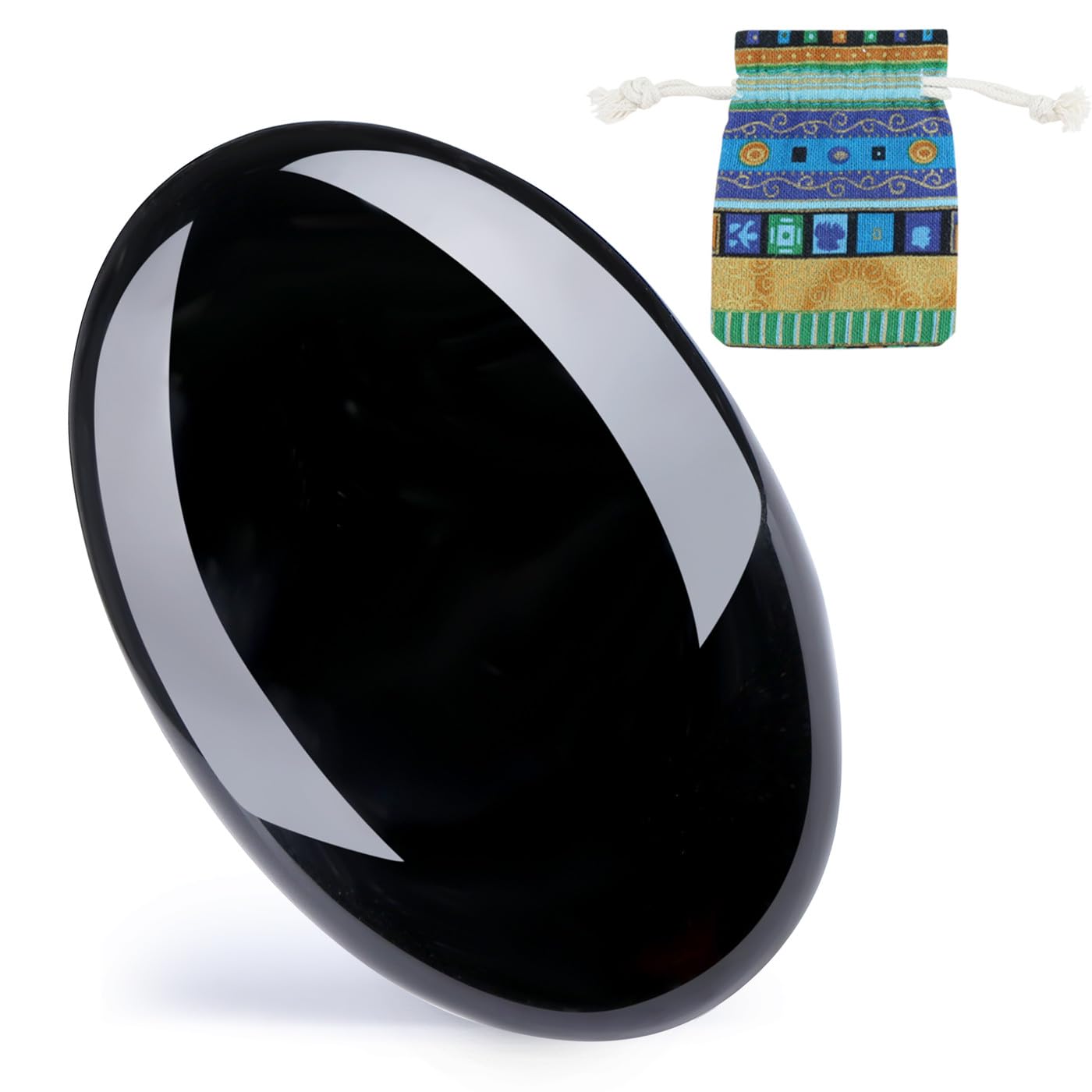 DUQGUHO Obsidian palm stone 2.4-inch ready for focus and grounding