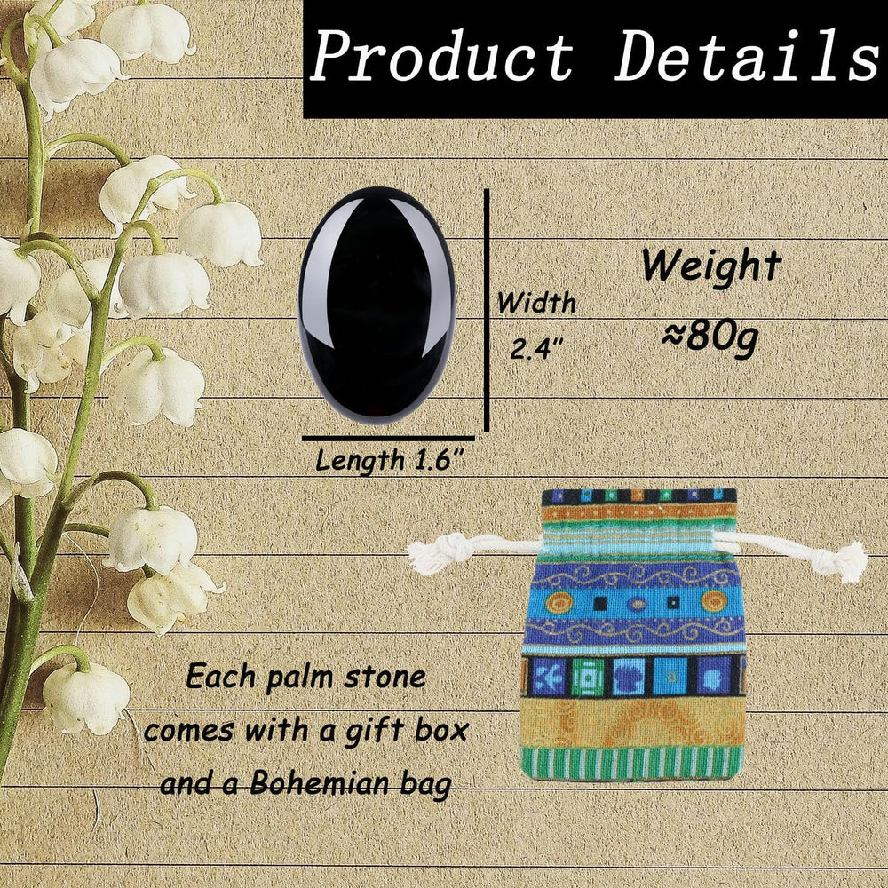 DUQGUHO Obsidian palm stone displayed in boho bag for travel