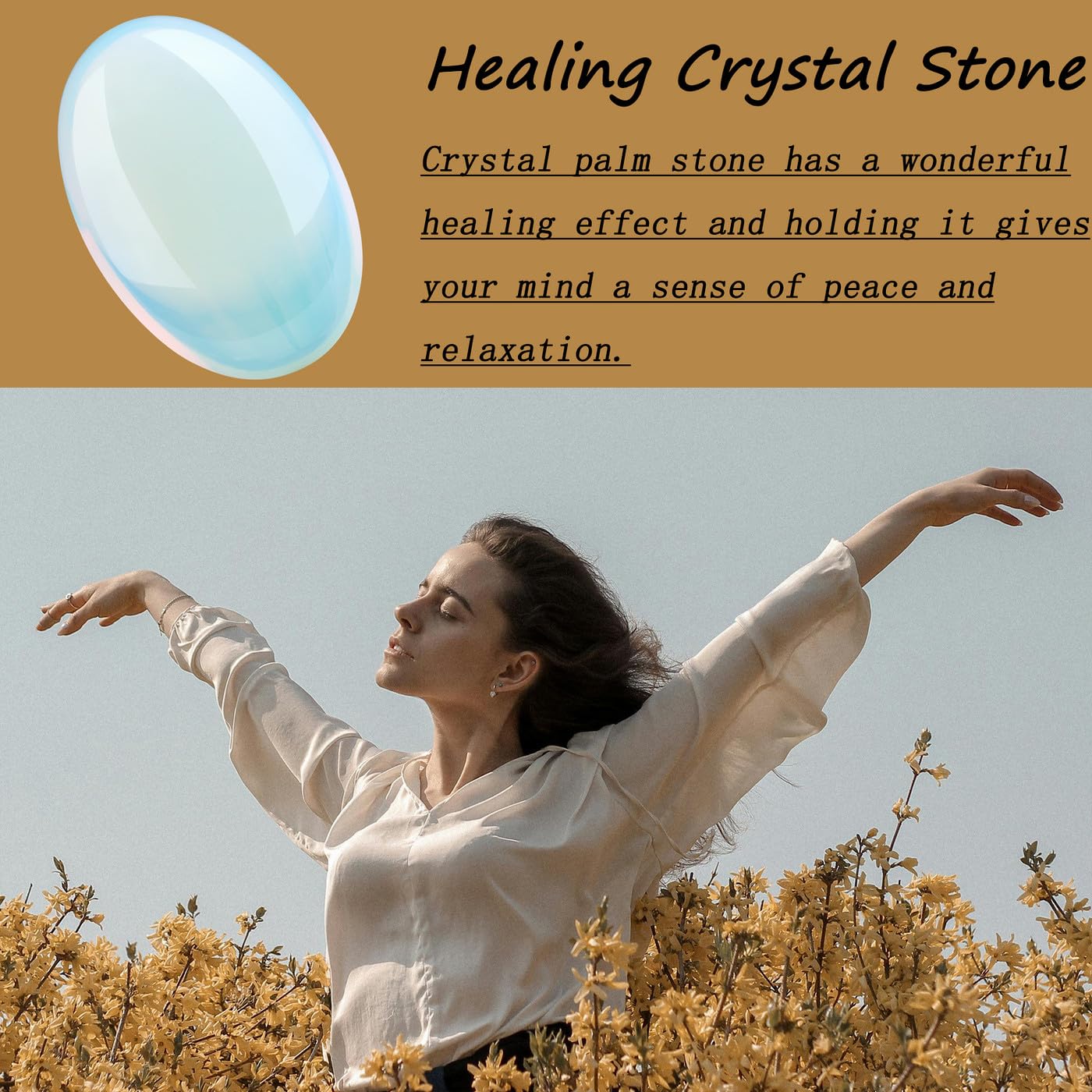 DUQGUHO opalite palm stone in its gift box for gifting.