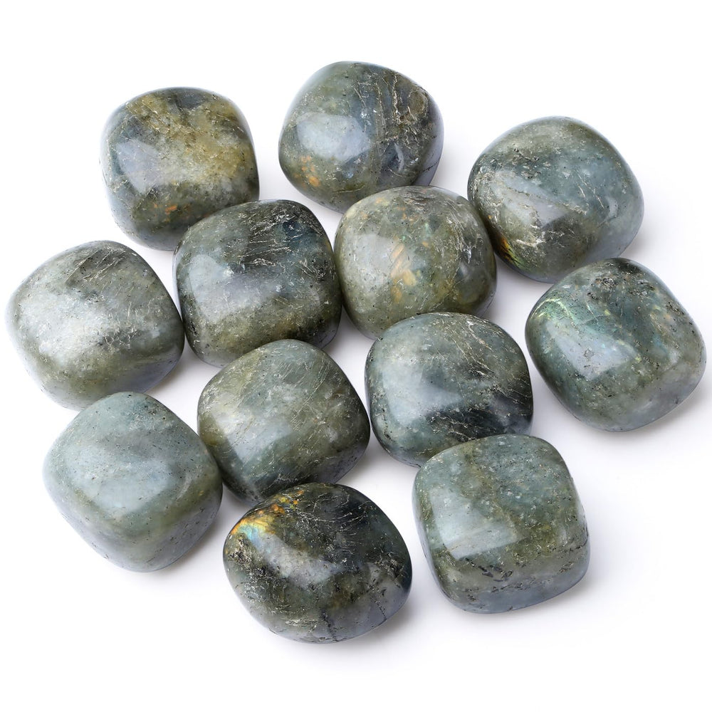 DUQGUHO Rainbow Moonstone crystals on display with bright reflections for decorative styling.