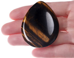 DUQGUHO Tiger Eye worry stone thumb grip for calm focus during meditation.