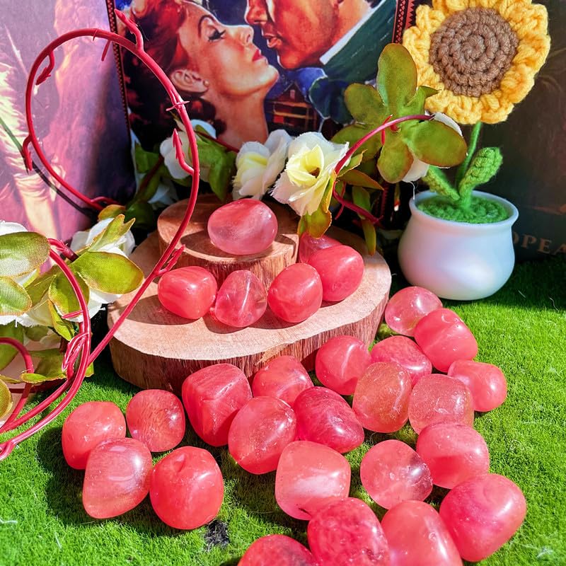DUQGUHO Watermelon Quartz desk decor stones catch light.