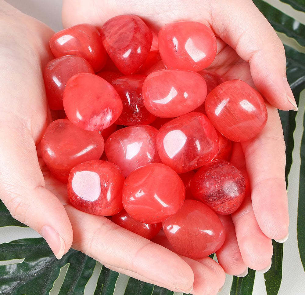 DUQGUHO Watermelon Quartz polished stones used as palm-friendly anxiety relief.