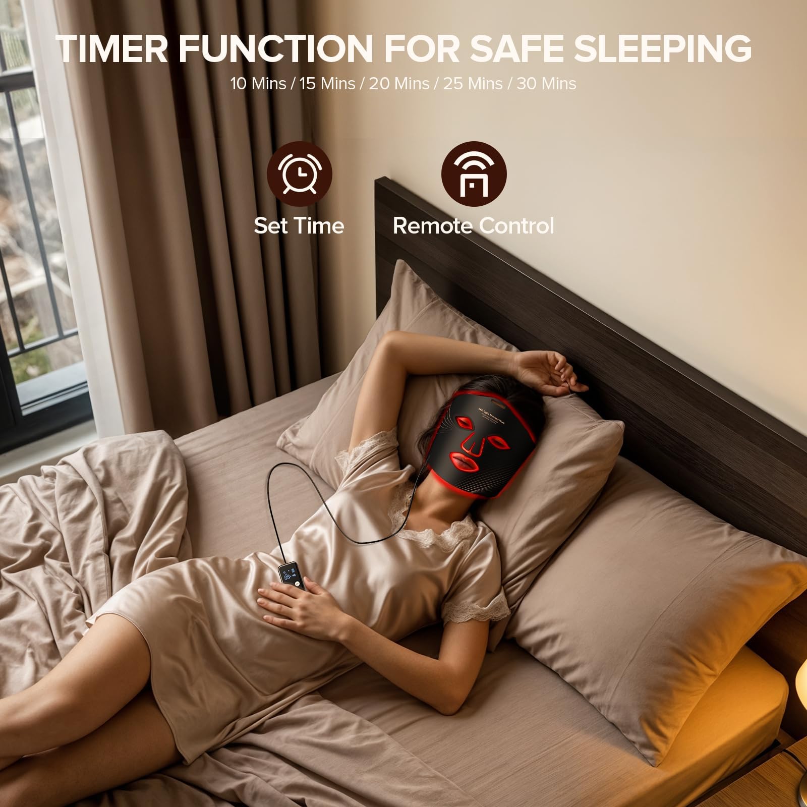 Duuckin LED face mask battery and ports highlighting long-lasting power for uninterrupted sessions