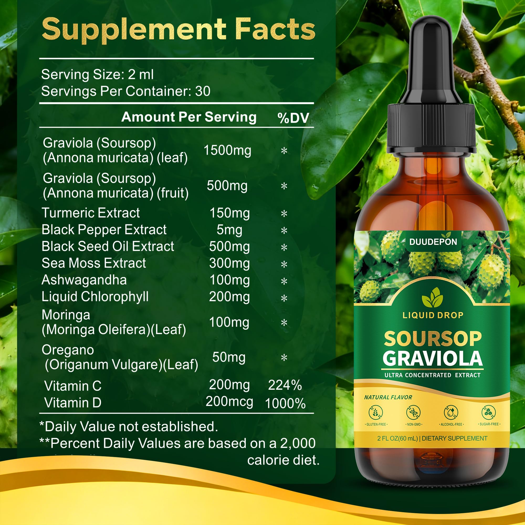 DUUDEPON Soursop Bitters oregano essence bottle label