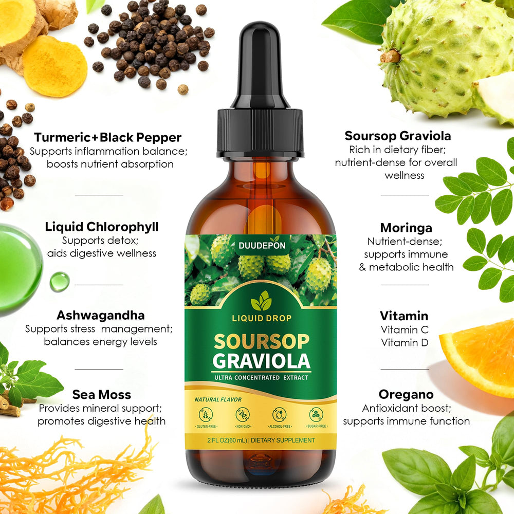 DUUDEPON Soursop Bitters bottle with turmeric to boost absorption