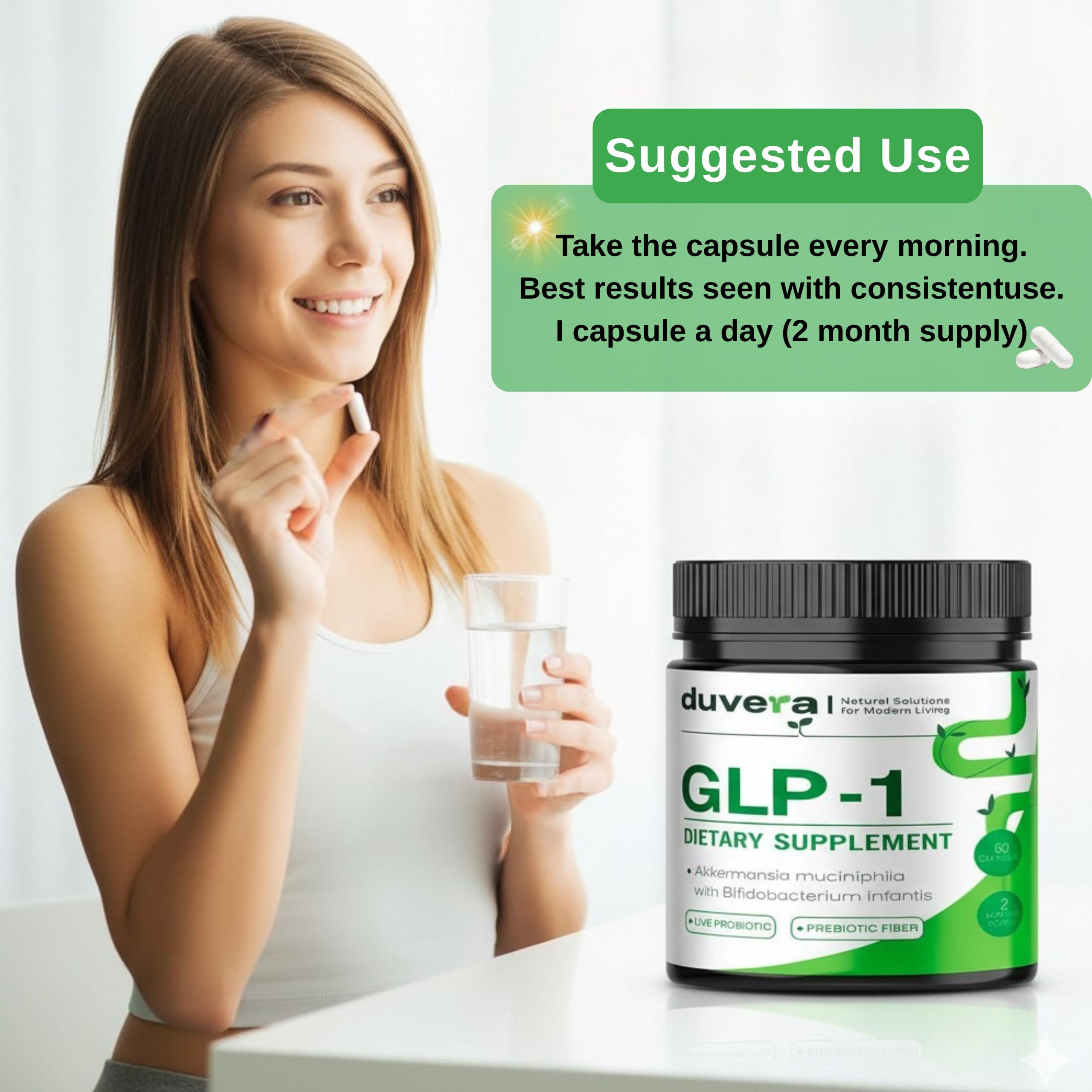 Duvera gut health-focused formula label shown.