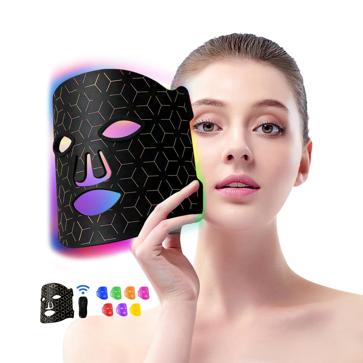 Duevie red light mask close-up showing a skin-friendly silicone surface for gentle care.