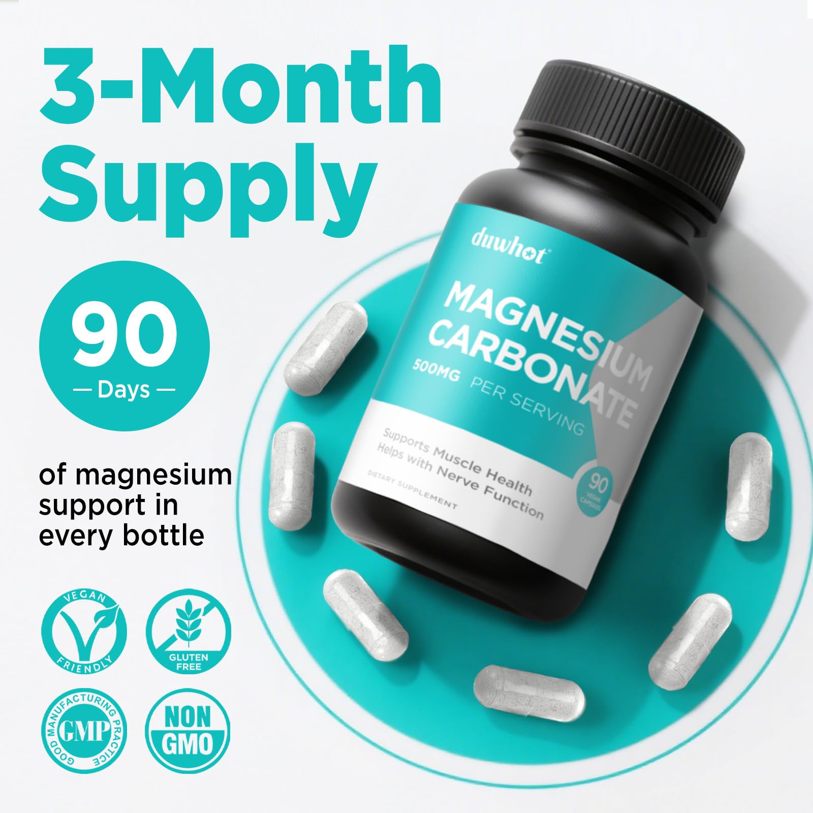 duwhot magnesium carbonate 3-month supply displayed on shelf