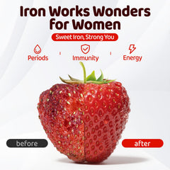duwhot iron gummies label close-up highlights ferrous gluconate and vitamin C