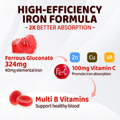 duwhot iron gummies packaging illustration highlights vegan and GMP certification