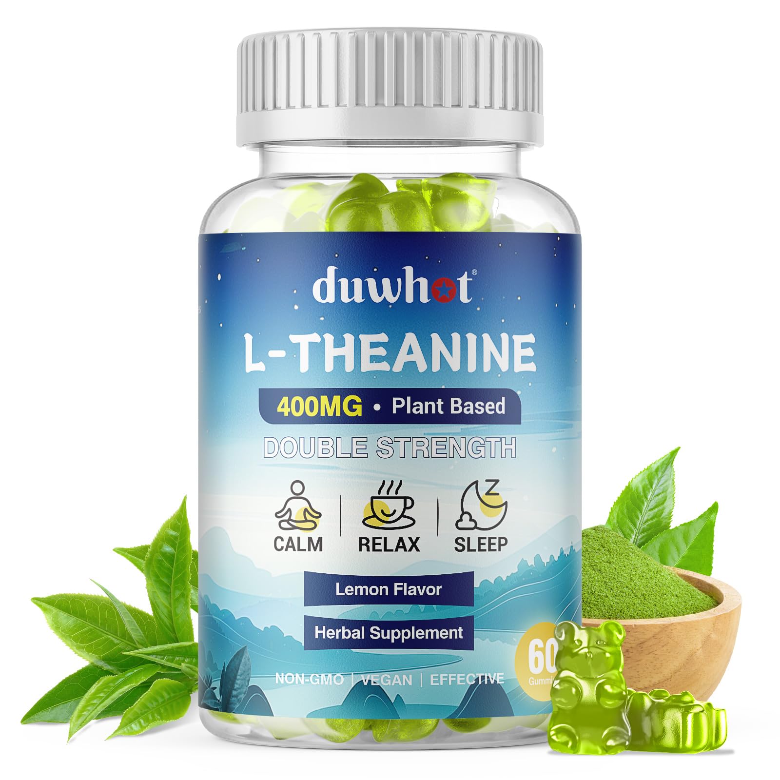 duwhot L-Theanine Gummies bottle for daily calm for adults and kids
