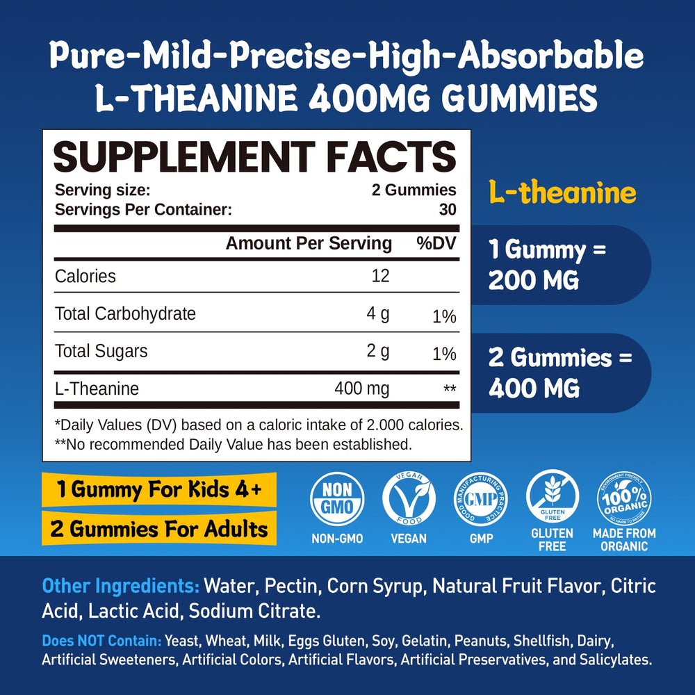 duwhot L-Theanine Gummies serving illustrates easy two-gummy portion