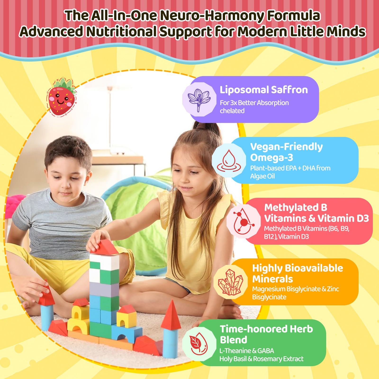 duwhot liposomal saffron gummies kids gummies in dish with vibrant color