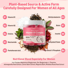 duwhot Methylated B-Complex Women gummies label with key vitamins.