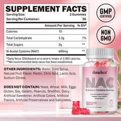 duwhot NAC Gummies strawberry flavor close-up for tasty daily support