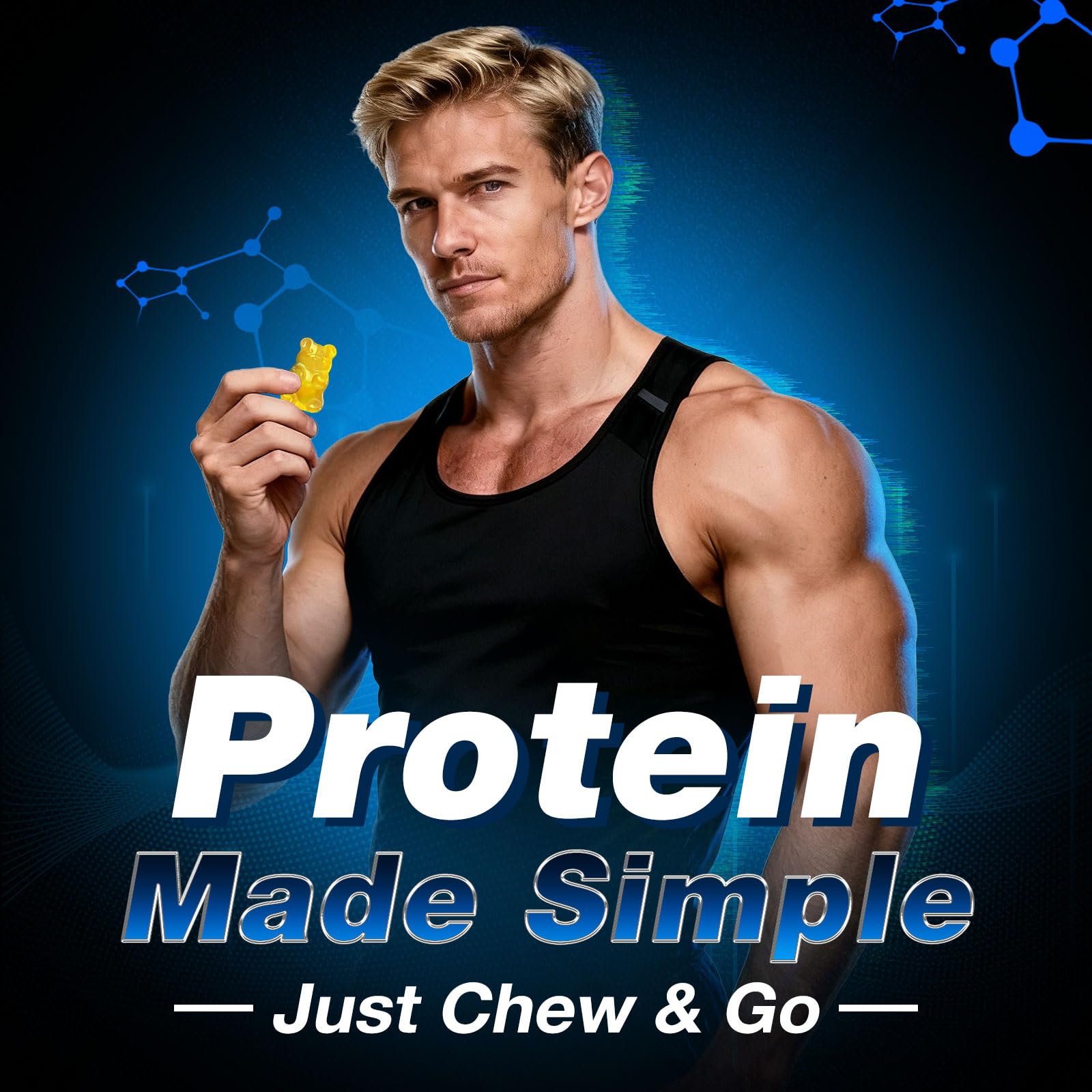 duwhot whey protein gummies lemon close-up chewy texture and refreshing flavor