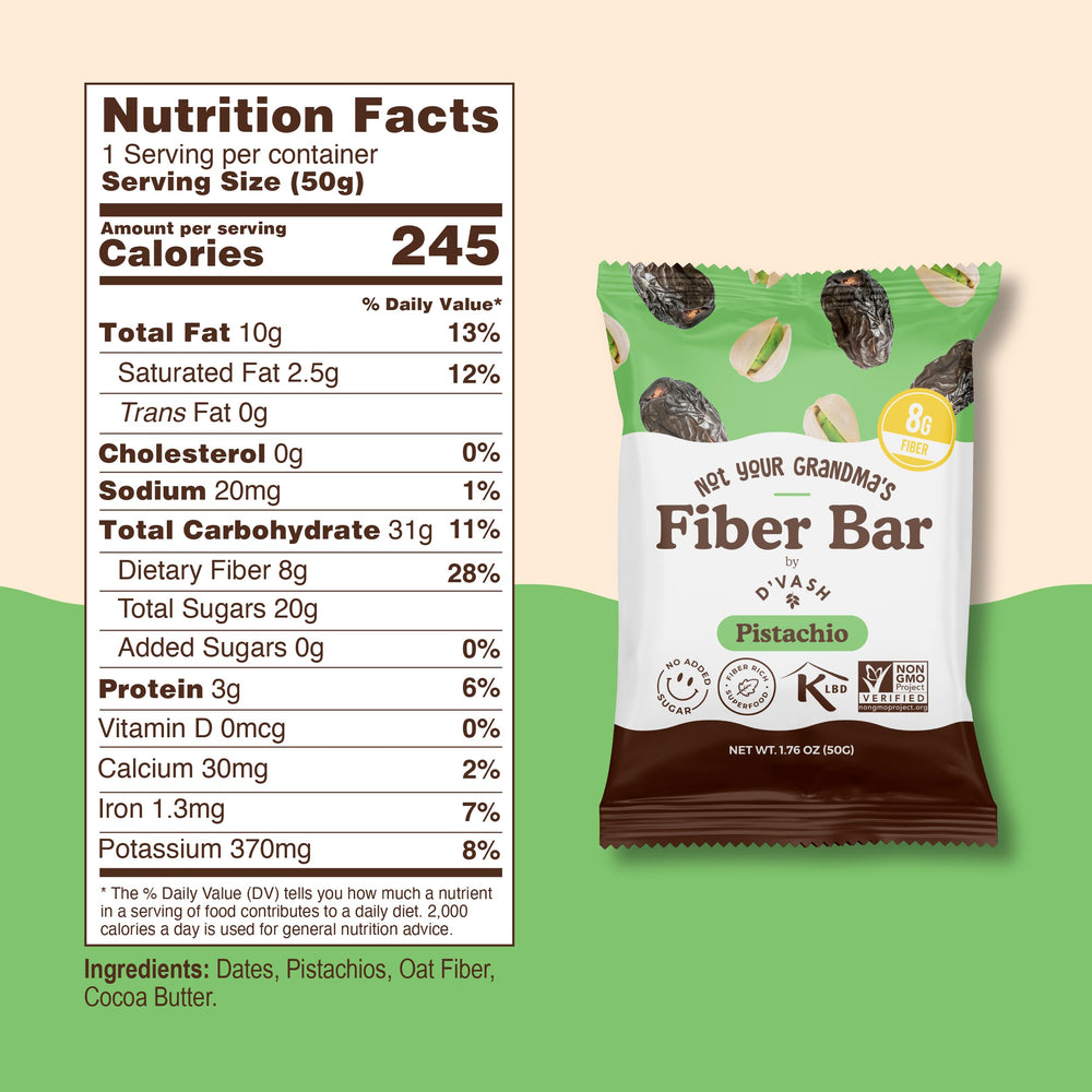 Dvash Not Your Grandma’s Cacao Peanut Butter fiber bar close-up