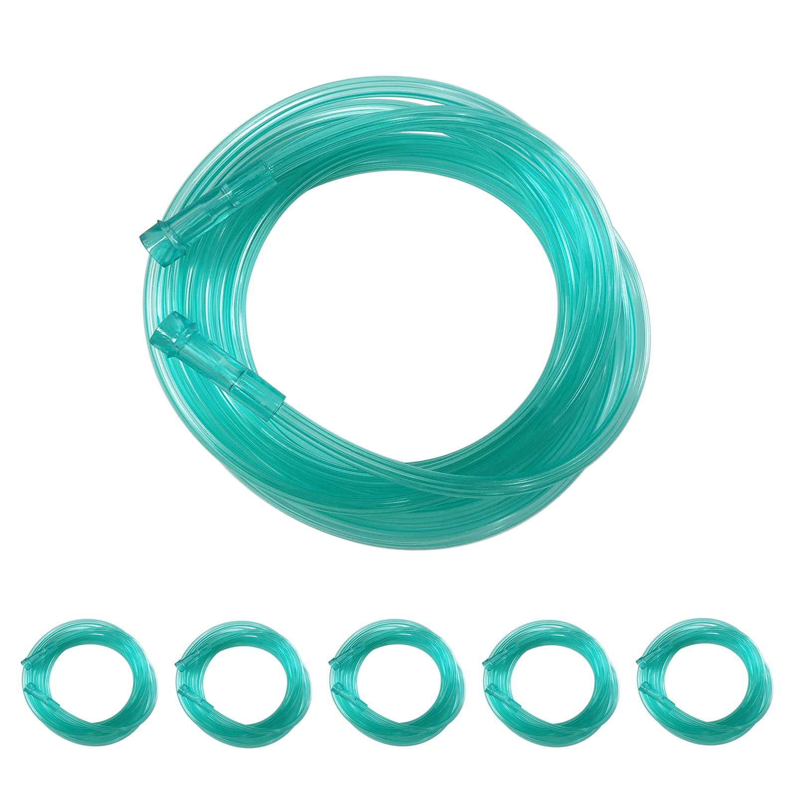DWCHECK 5-pack 10ft green oxygen tubing for easy visibility and setup.