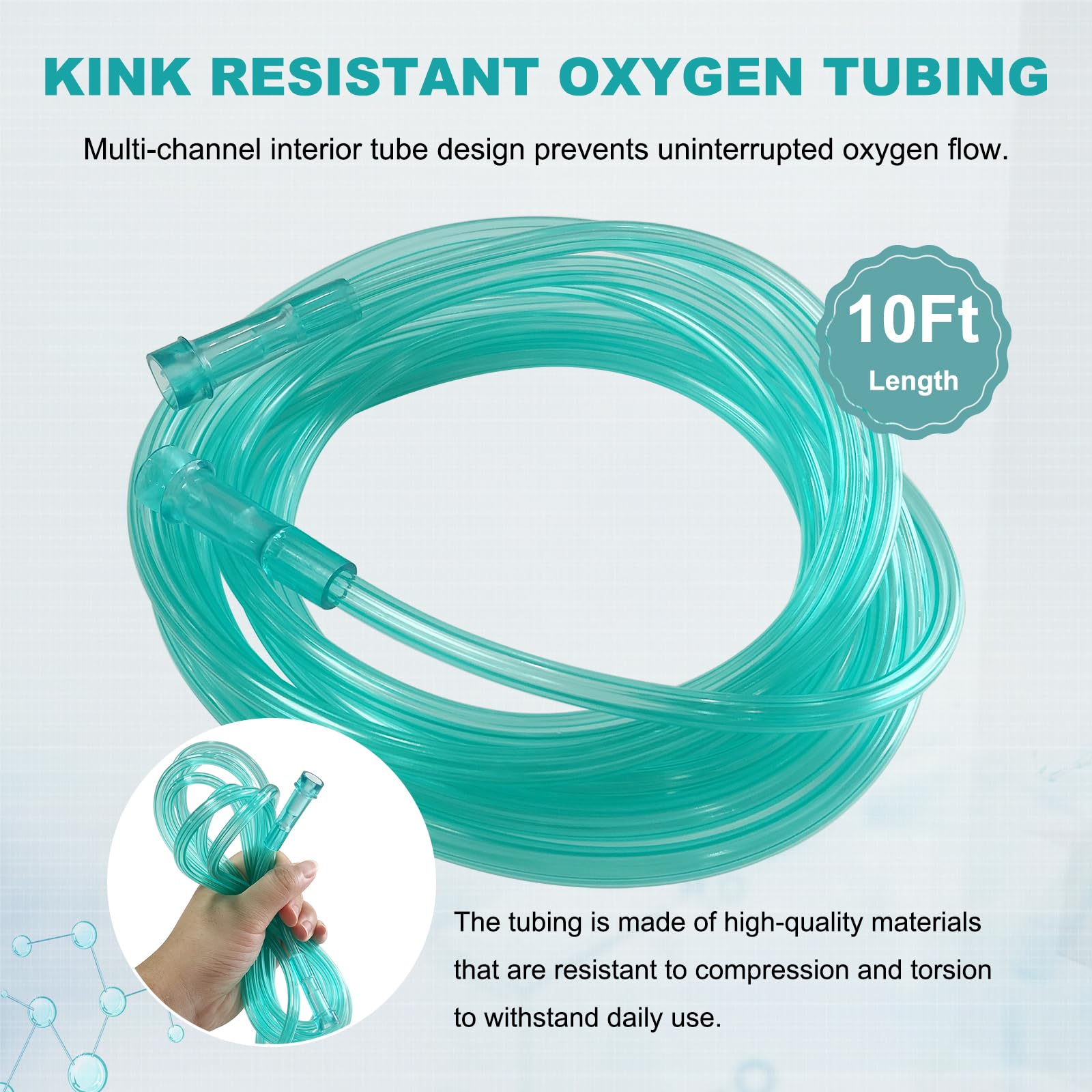 DWCHECK crush-resistant tubing prevents tangling for uninterrupted oxygen flow.