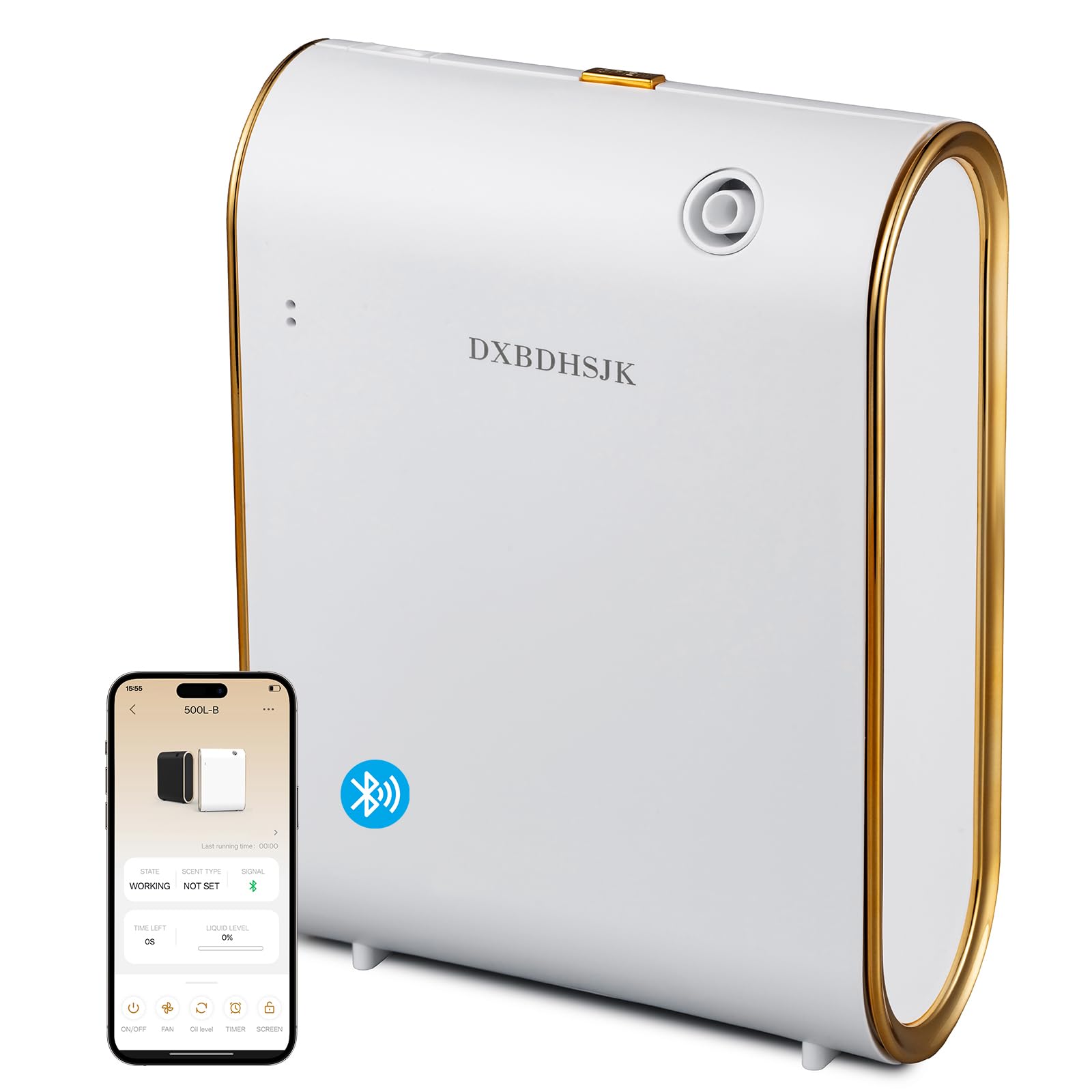 DXBDHSJK diffuser front view showcases a compact white unit for modern living spaces.