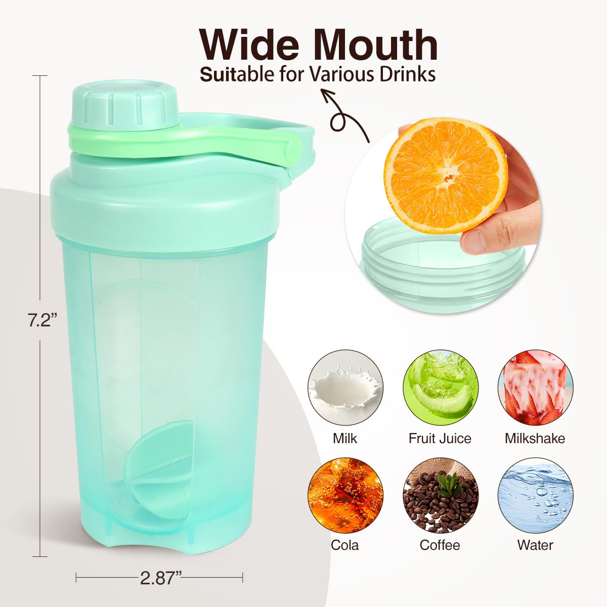 D.Y.A 16oz shaker bottle with measurement marks for precise servings.