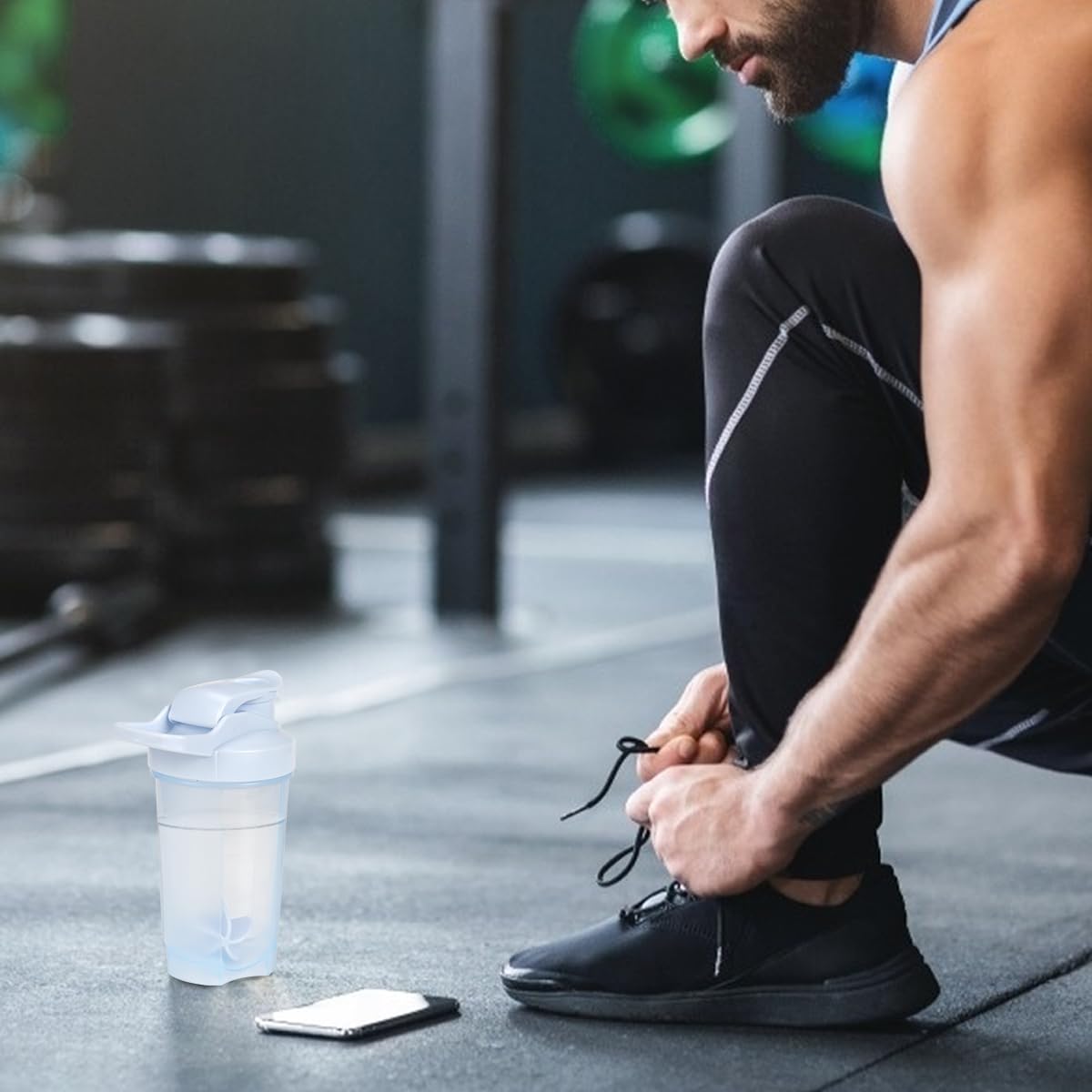 D.Y.A shaker bottle in use during pre-workout routine for on-the-fly nutrition