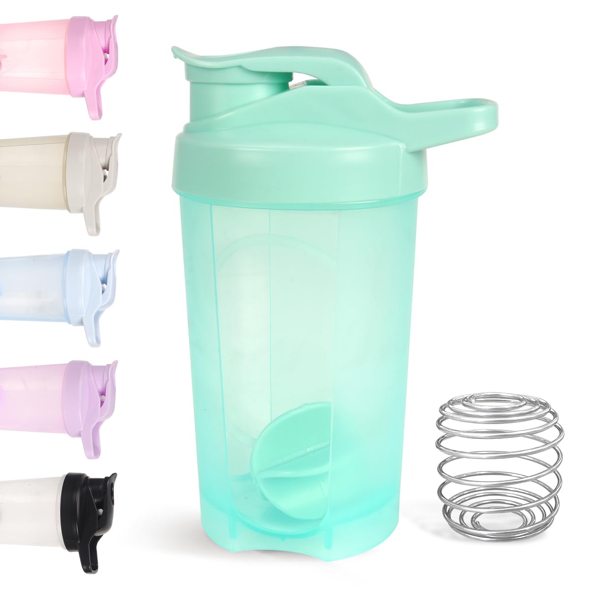 D.Y.A 16oz shaker bottle with green lid for easy protein shakes on the go.