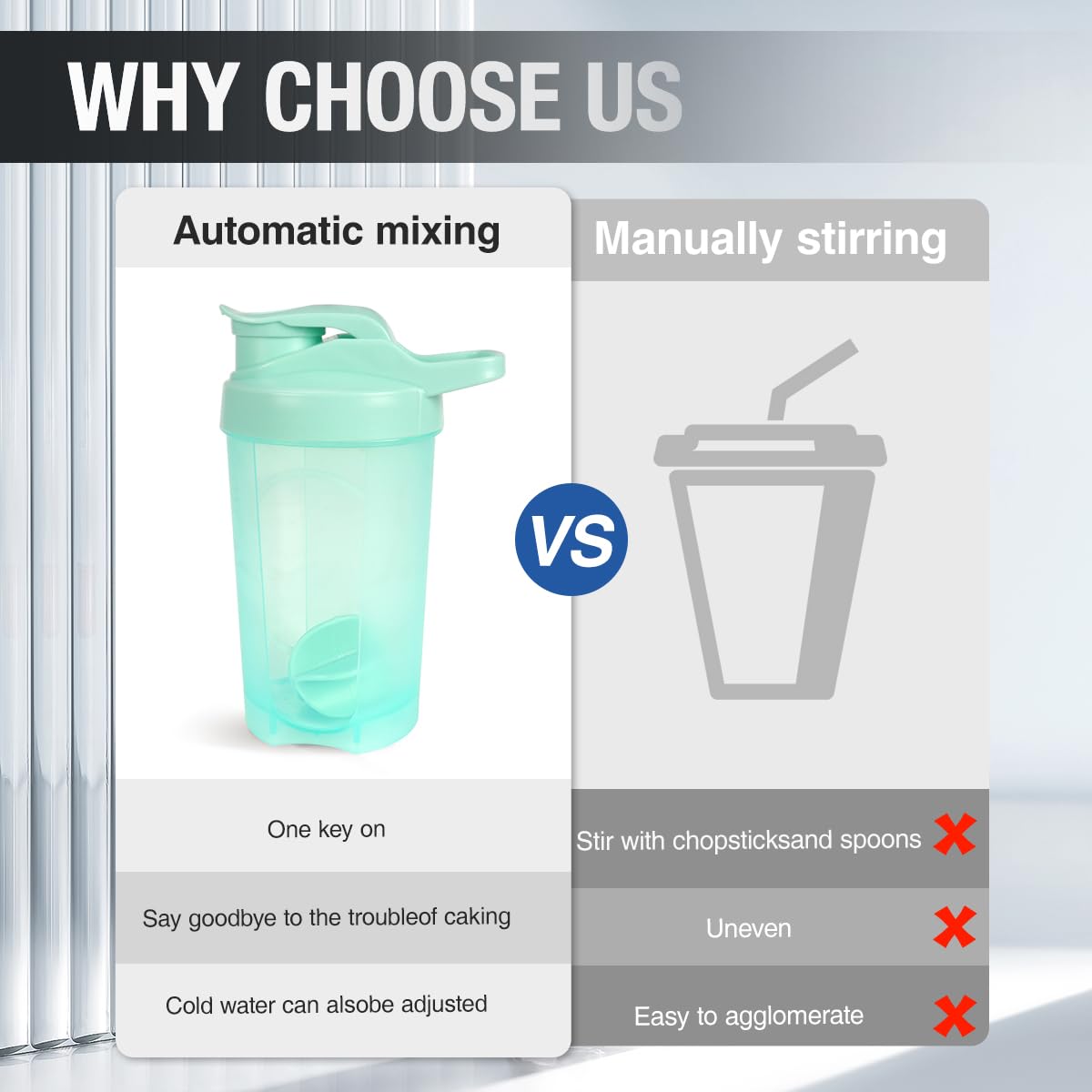 D.Y.A shaker bottle top-loop for portable carrying on the move.