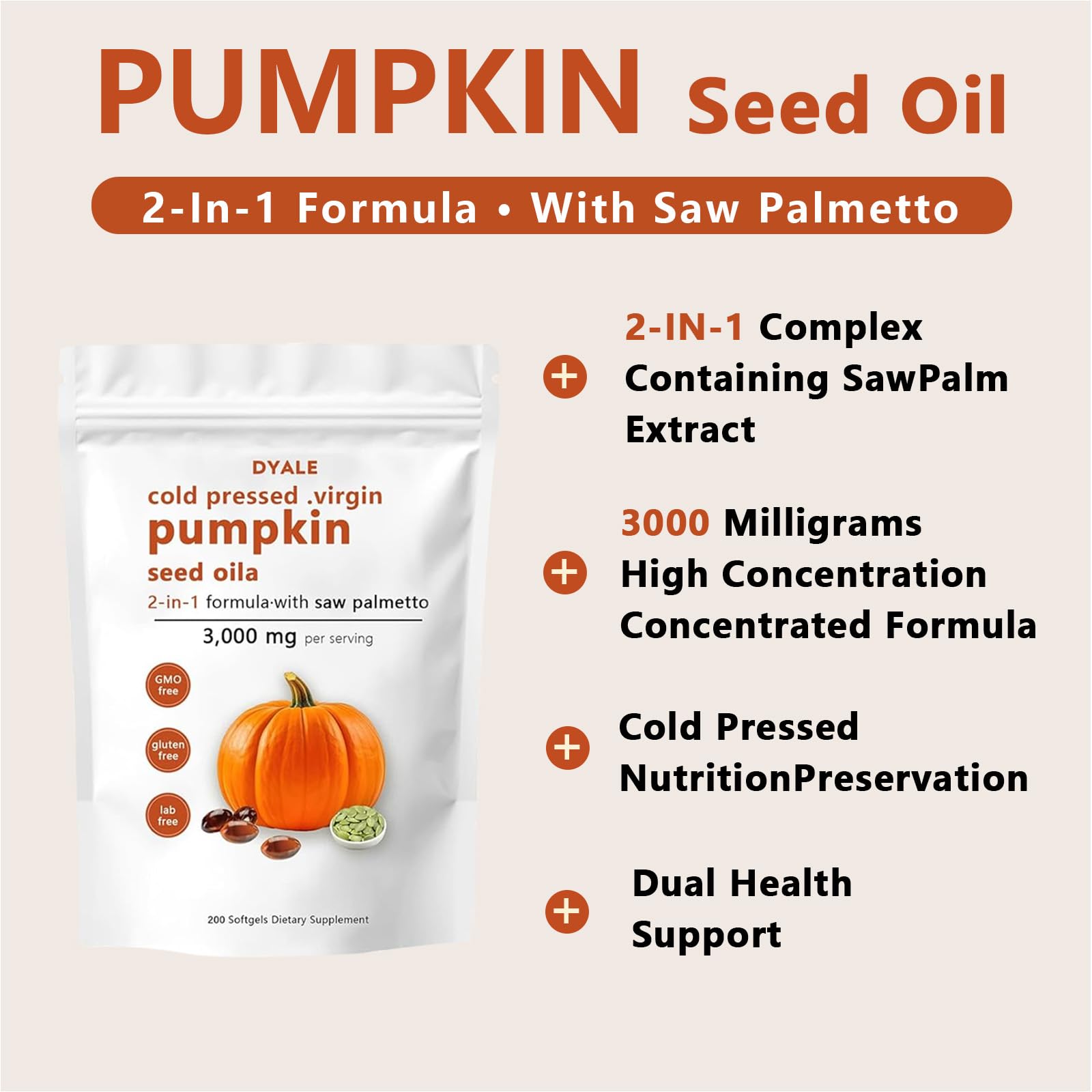 DYALE capsules close-up highlighting high-strength pumpkin seed oil
