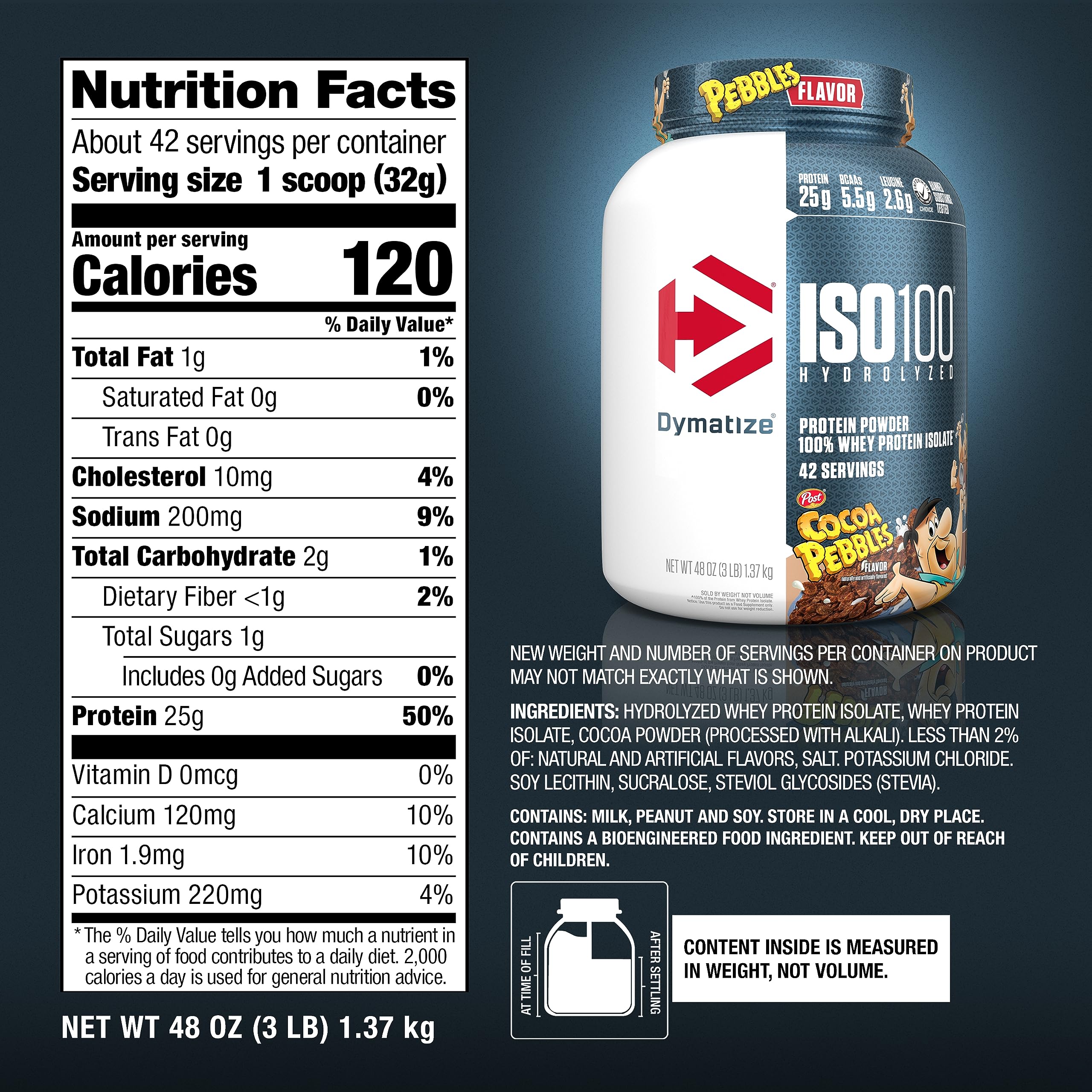Dymatize ISO100 Cocoa Pebbles glass – tasty hydration option after workouts.