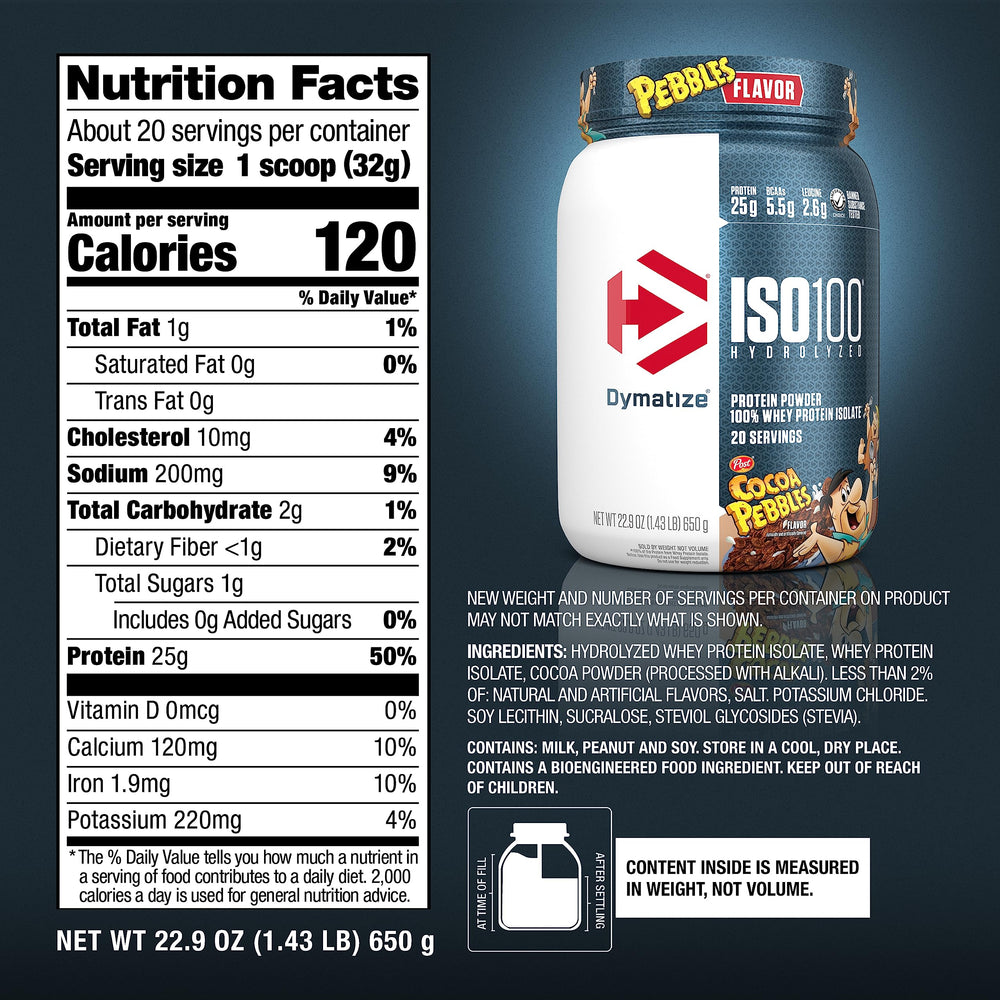 Dymatize ISO100 Cocoa Pebbles served in a bowl with creamy texture.